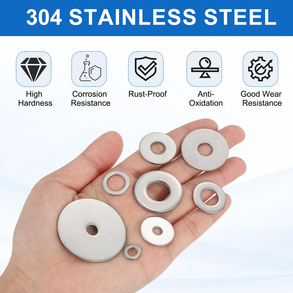 M6 Stainless Steel Flat Washers Round Assortment 10 Pcs