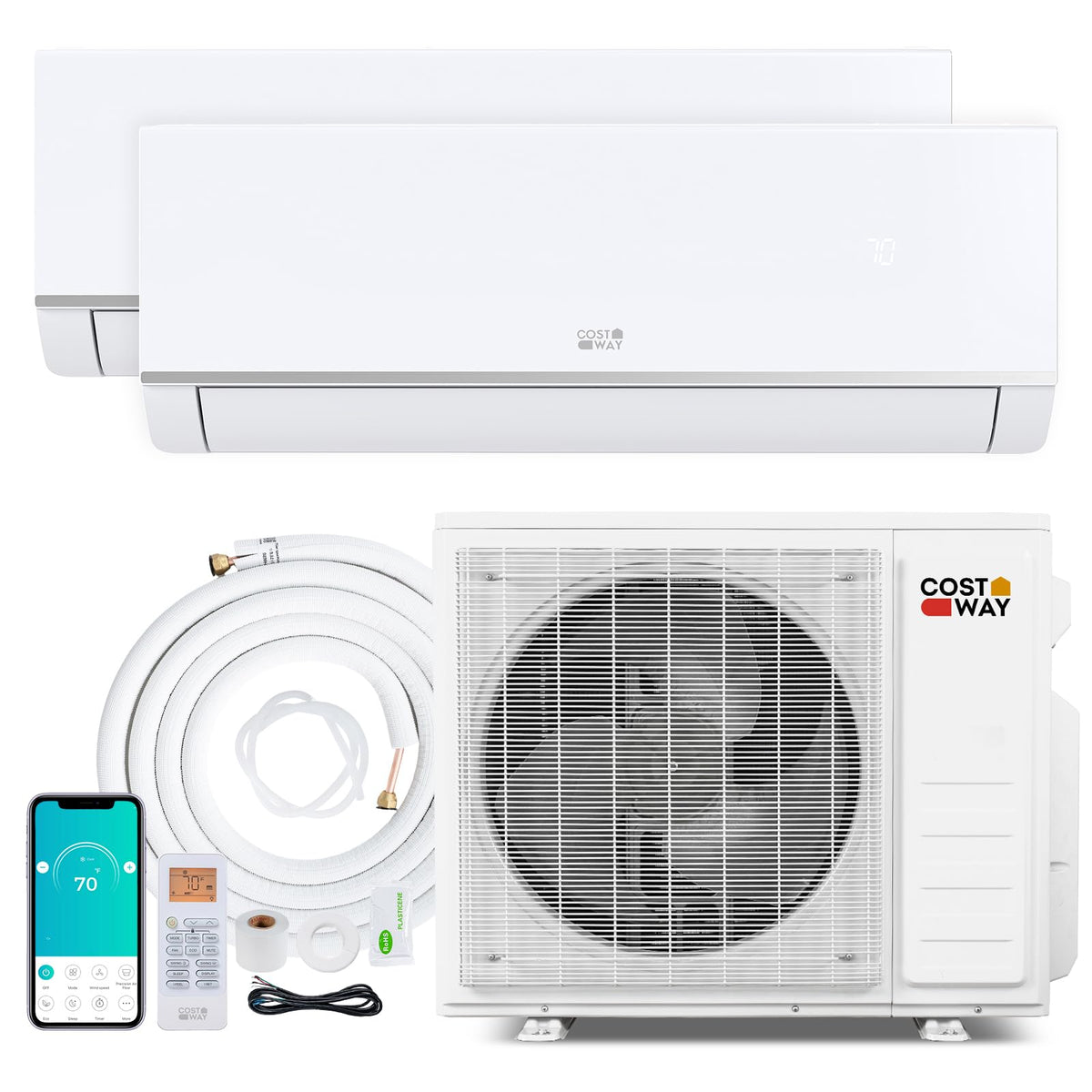 20K Dual 2 Zone Mini Split AC/Heating System