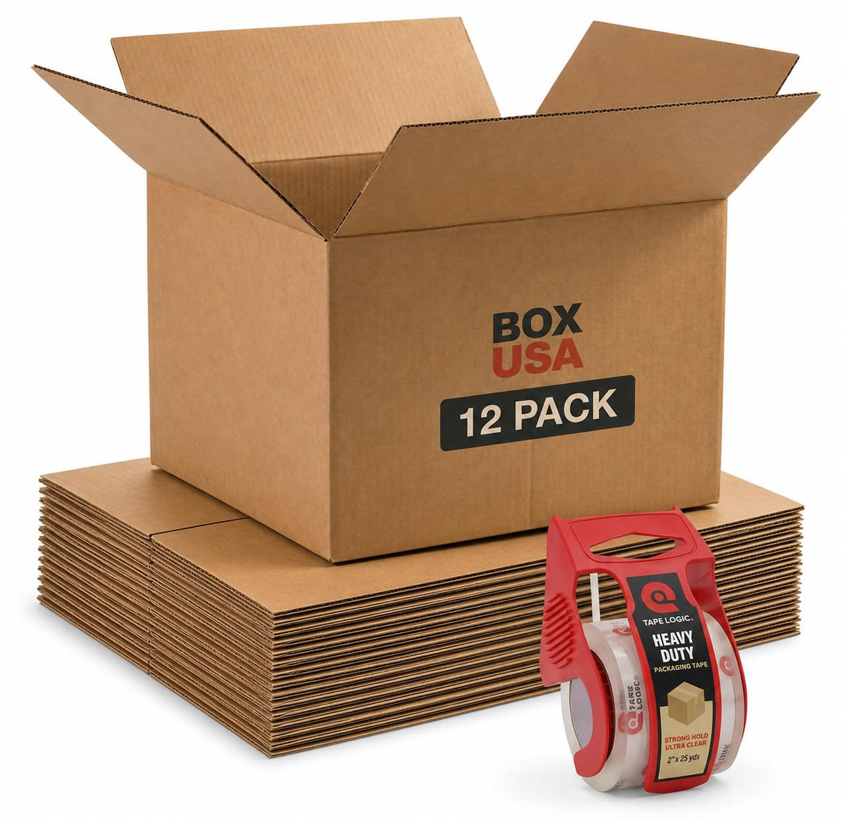 Moving Boxes 20"L x 20"W x 15"H (12-Pack) Large + Packaging Tape - Shipping, Mailing, Packing, Packaging and Storage