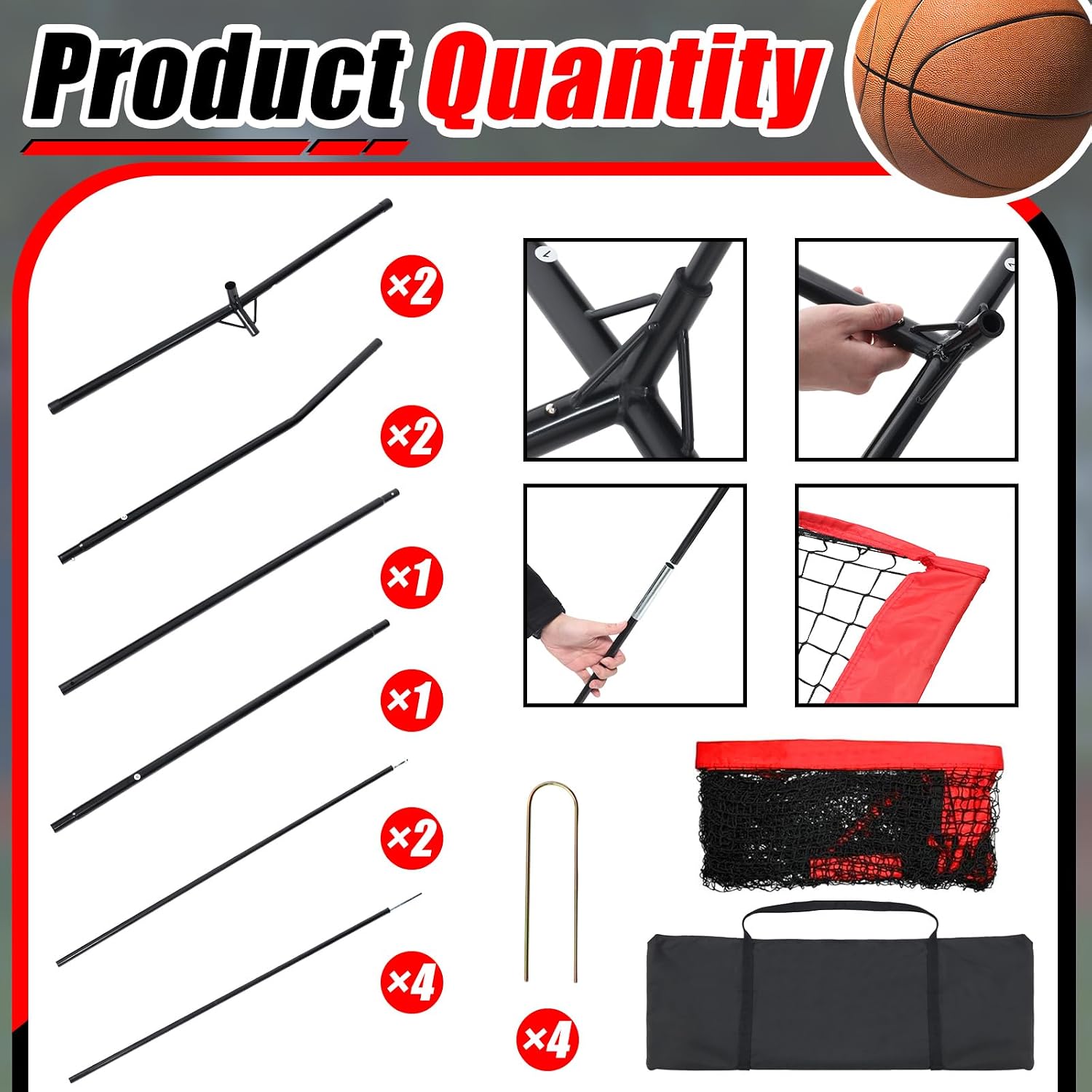 Basketball Net Catcher Backstop Net Sports Barrier Nets for Backyard Rebounder to Guard Rebound and Return Basketball