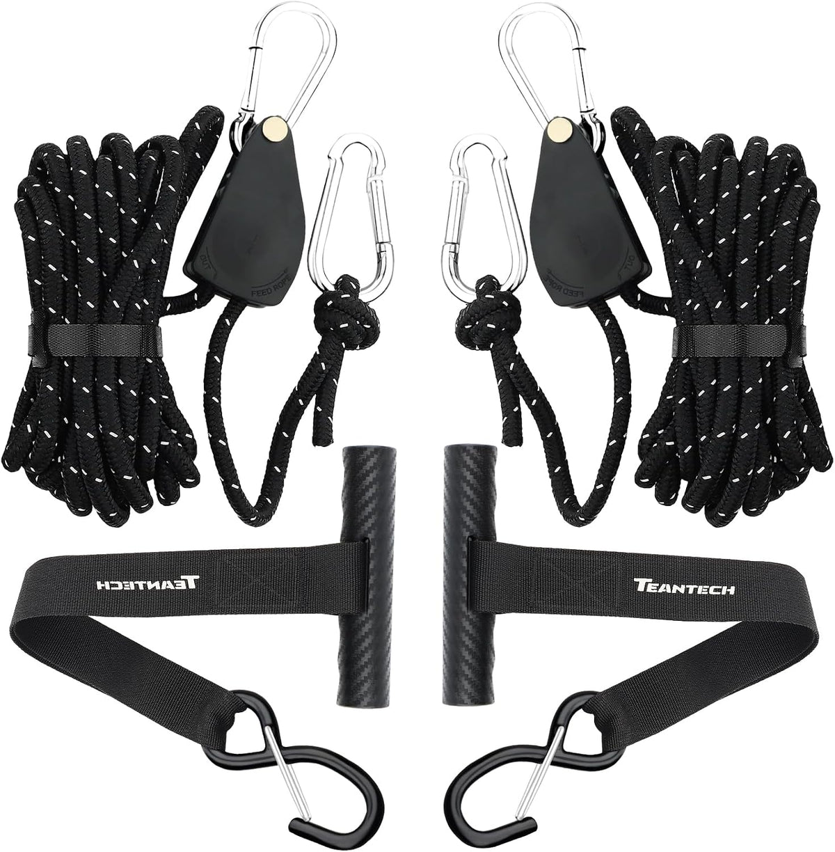 Kayak Tie Down Straps Kit – Bow & Stern Loops, Heavy Duty Ratchet Straps