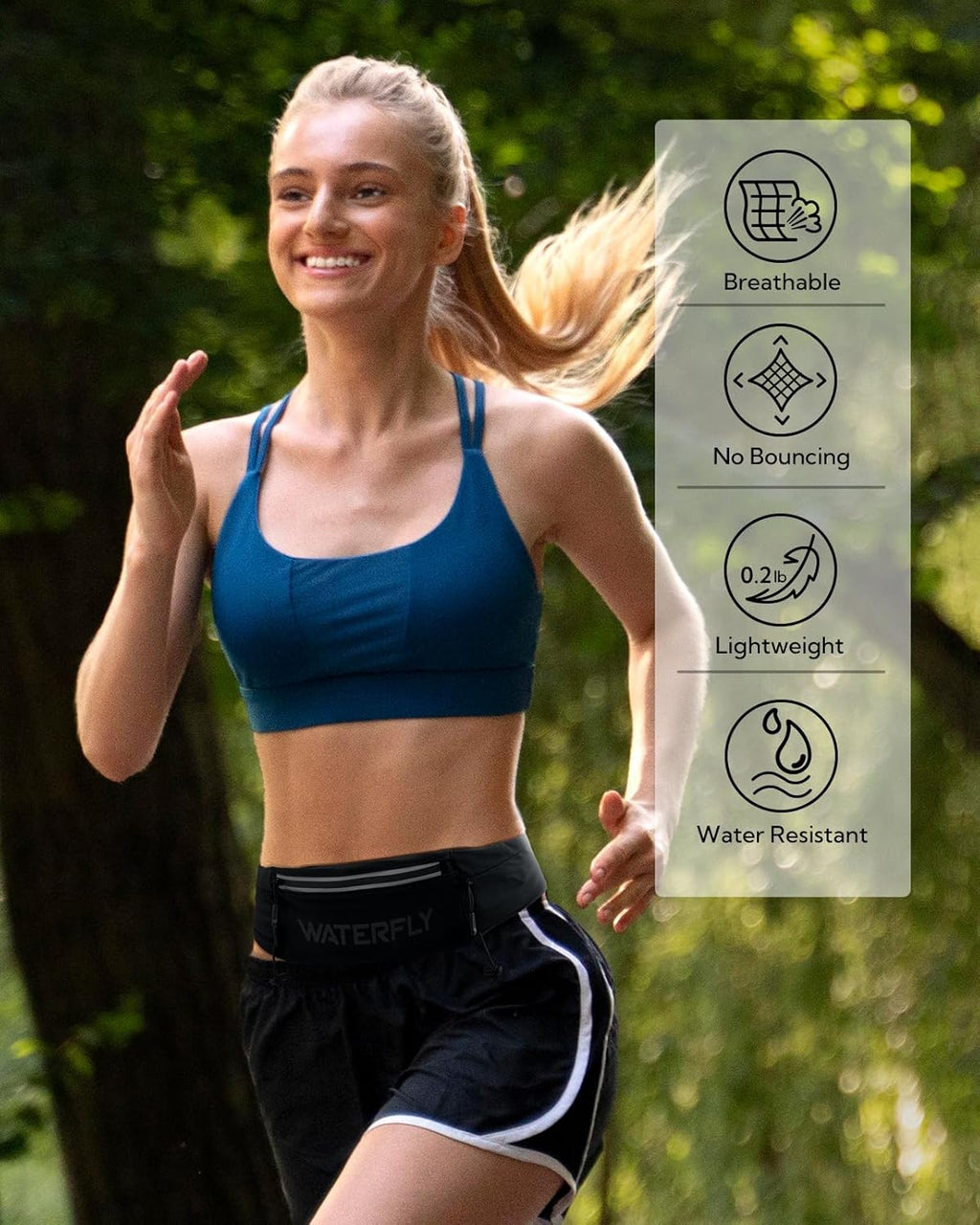 Running Belt Fanny Pack, Runner Race Belt with Bib Clip Black | Breathable, 3 Pocket Waist Bag for Men Women, Phone