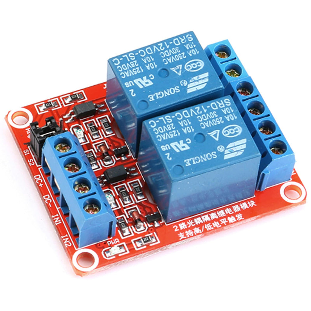JESSINIE 3 Pack Relay 2 Channel Module DC12V with Isolated Optocoupler Support High and Low Level Trigger