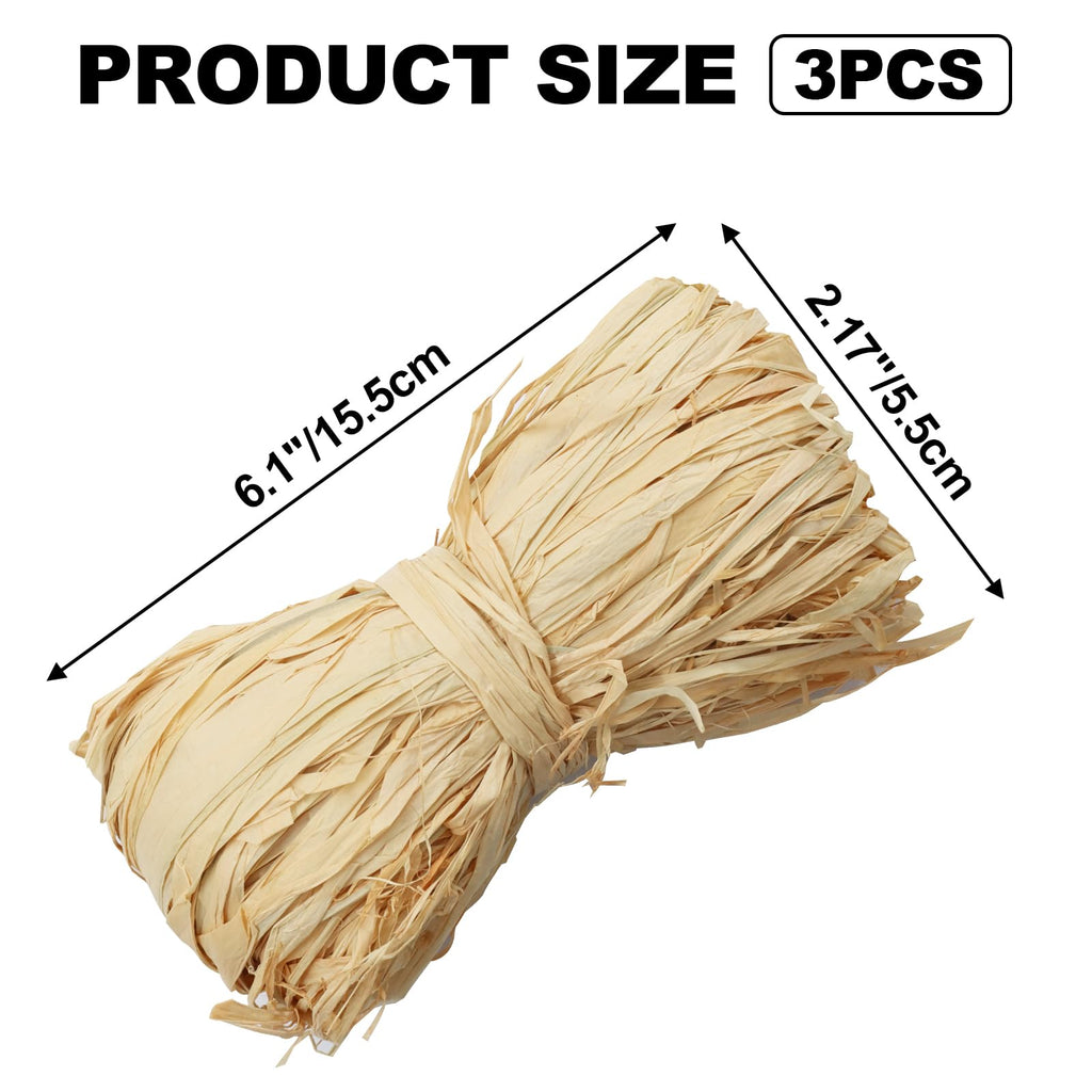 Natural Raffia Ribbon 3 Pack, Craft Twine DIY
