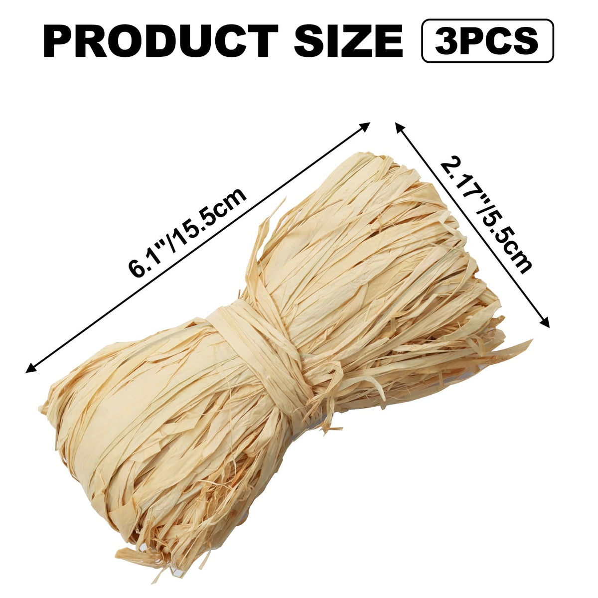 Natural Raffia Ribbon 3 Pack, Craft Twine DIY