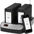 16-Buzzer Restaurant Pager System, Wireless Calling System with LCD Screen, Waterproof Queue Waiting Pagers for