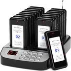 16-Buzzer Restaurant Pager System, Wireless Calling System with LCD Screen, Waterproof Queue Waiting Pagers for