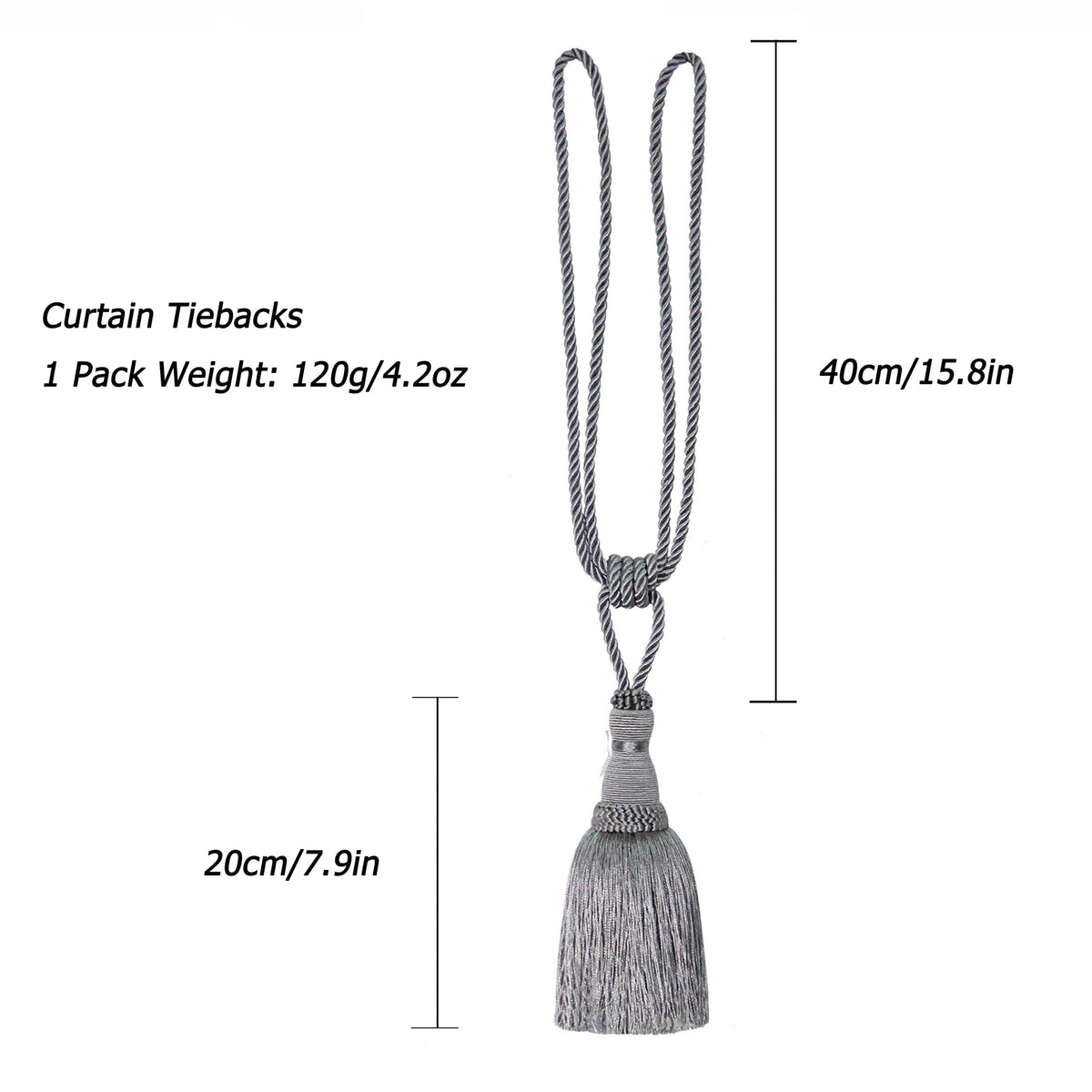 4 Pack Curtain Tiebacks Tassel Drapery Tie-Backs Rope Holdbacks