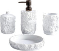 Bathroom Accessories Set,Rose Design Bathroom Set,Farmhouse Bathroom Decor,4 Pcs Resin Gift Set Apartment