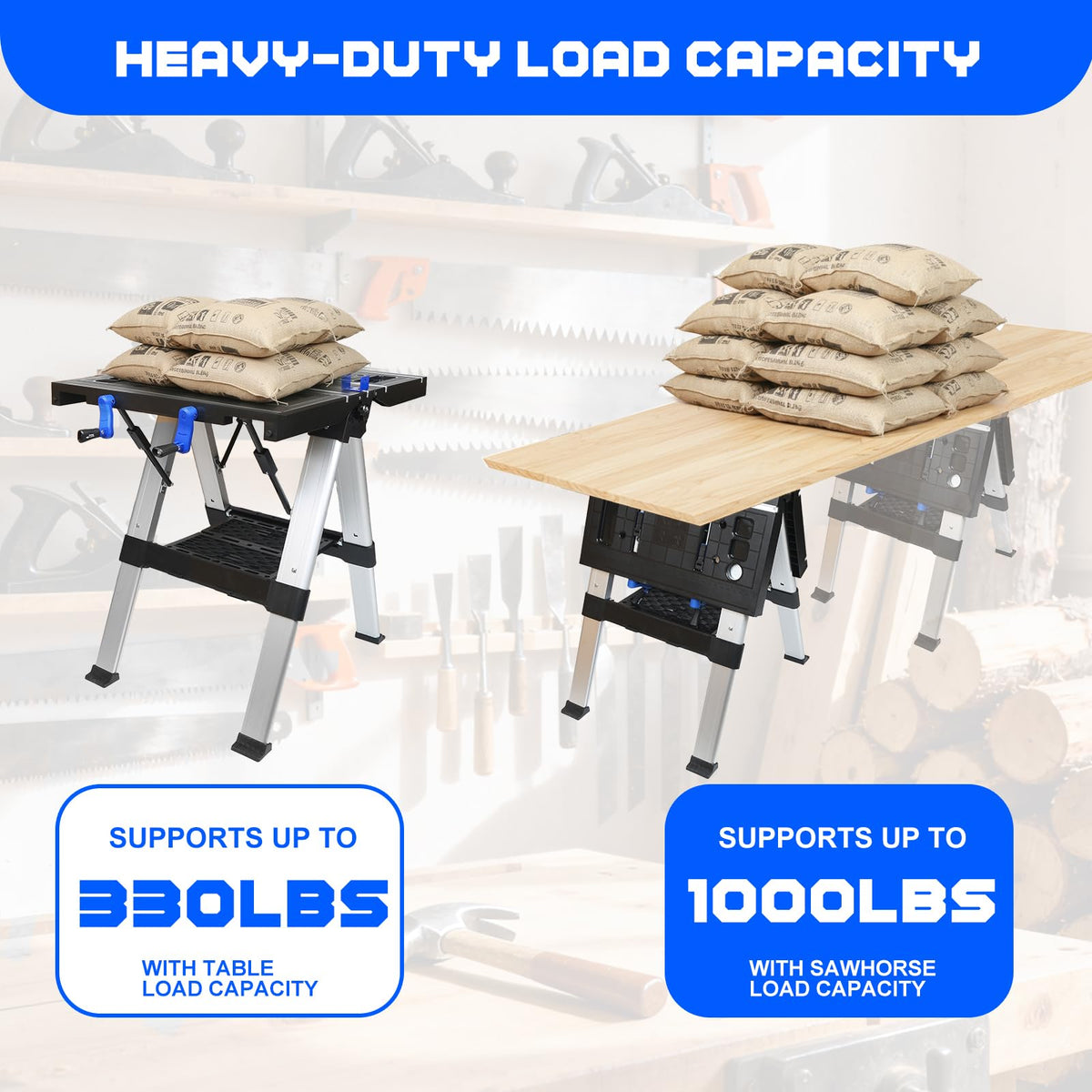 Portable 2-in-1 Folding Workbench