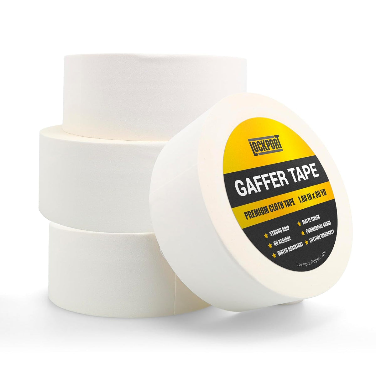 White Gaffer Tape 4 Pack - 2 Inch x 30 Yards Pro Matte Gaff Tape