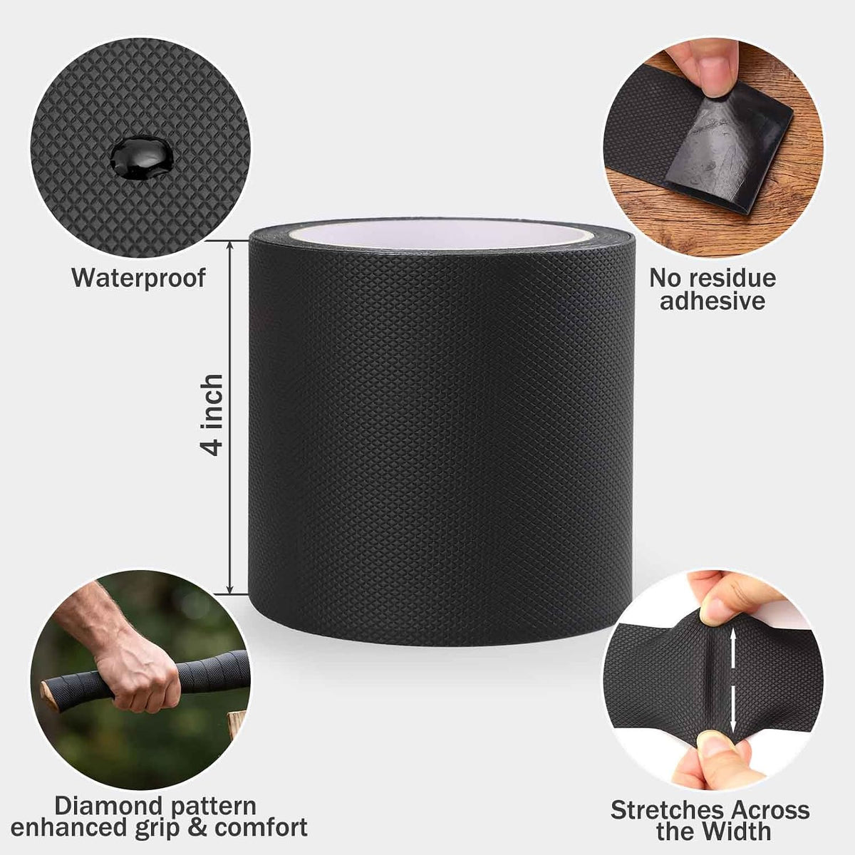 Anti-Slip Rubber Grip Tape for Handle with Non-Abrasive Comfort