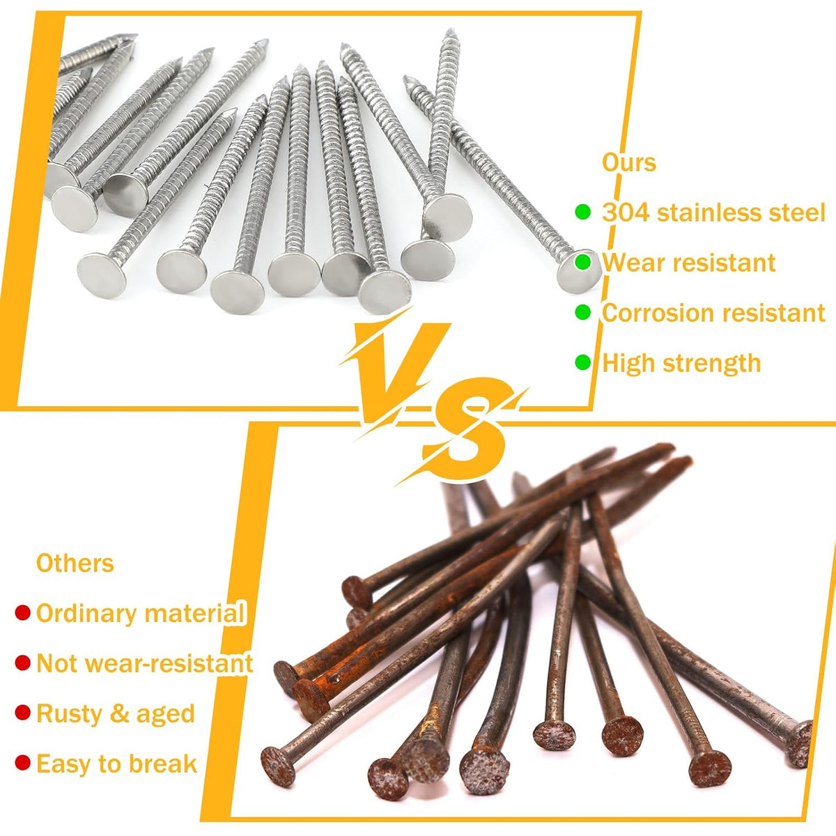 1-1/2 Inch 2 Pounds Roofing Nails 304 Stainless Steel Roofing Felt Nails Flat Head Hardware for Shingles, Cedar Wood