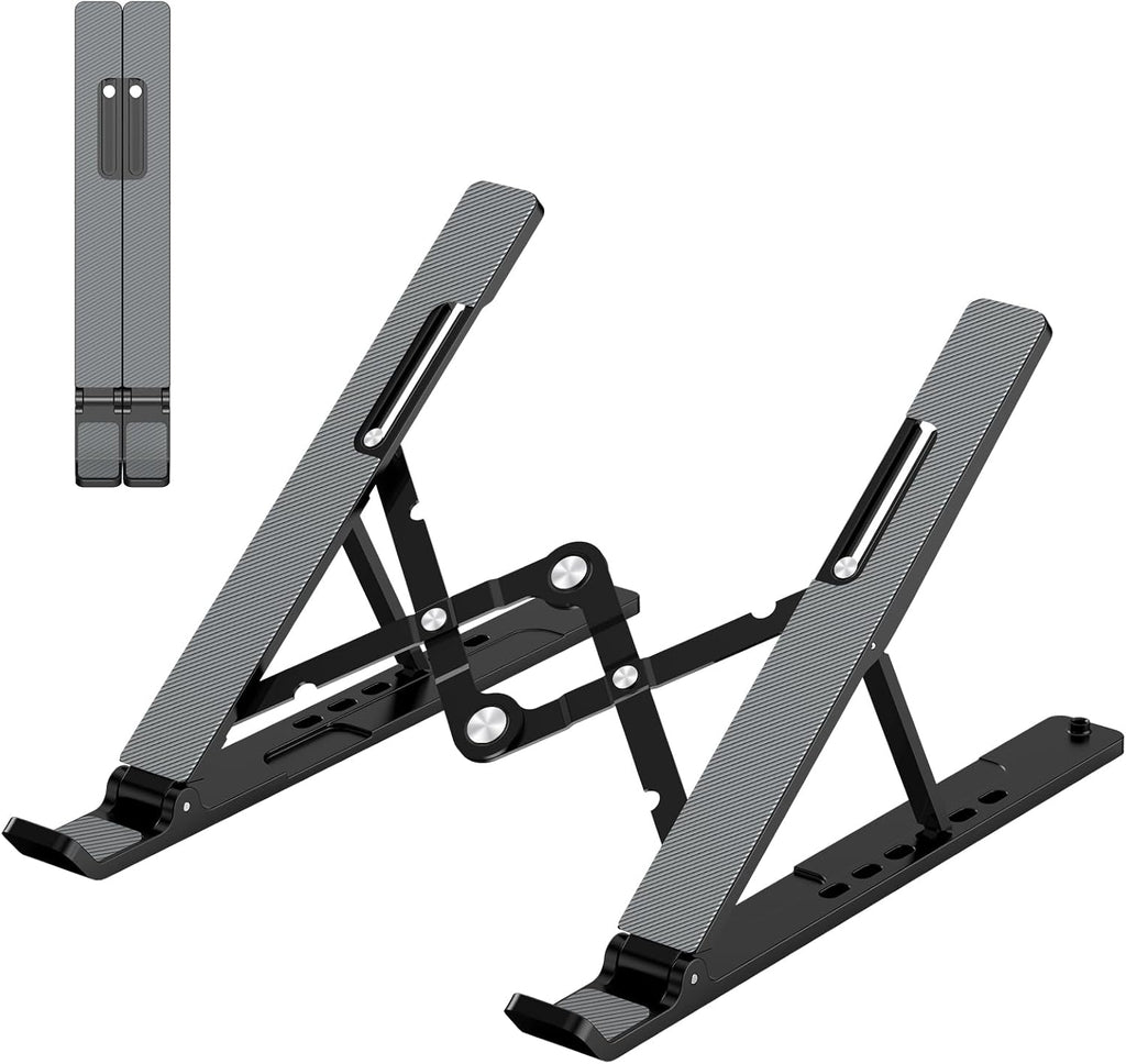Adjustable Laptop Stand, Portable Laptop Riser for Desk, ABS+Silicone Foldable Ventilated Cooling Notebook Holder