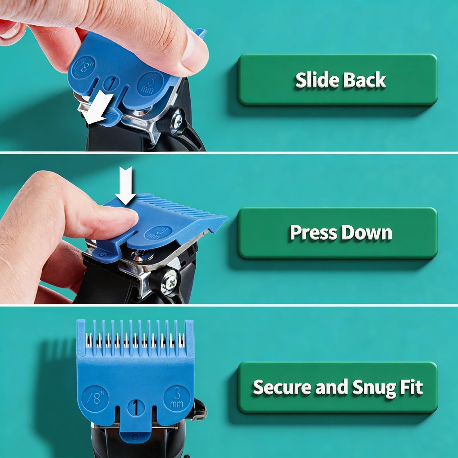 Clipper Guards Set for Most Wahl Clippers with Holder, 10Pcs, Color-Coded | Color-coded, with Organizer, 10Pcs Set