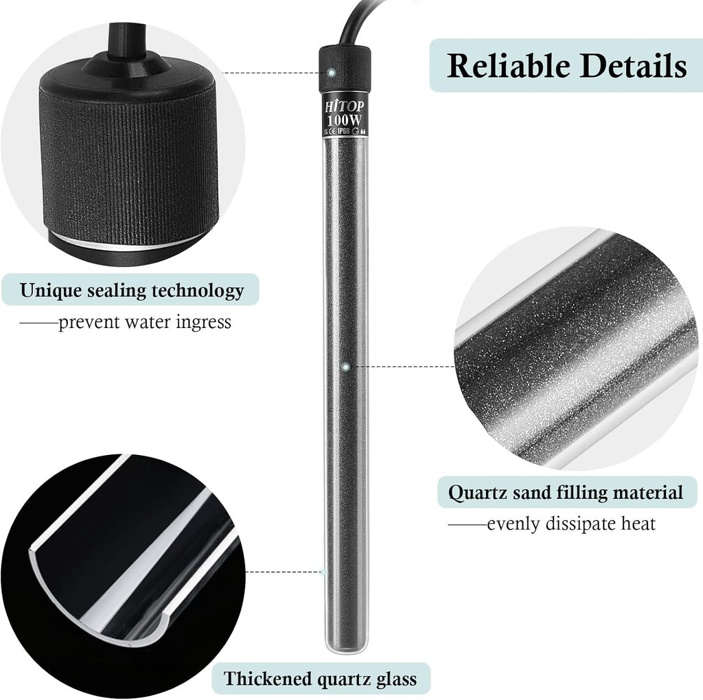 Compact Submersible Aquarium Heater -100w Digital Heater for Fish Tank Turtle Tank