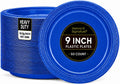 Blue Plastic Plates 9 Inch - 50 count - Plastic Solid Round Party Plates For Weddings, BBQs, Birthday Plates
