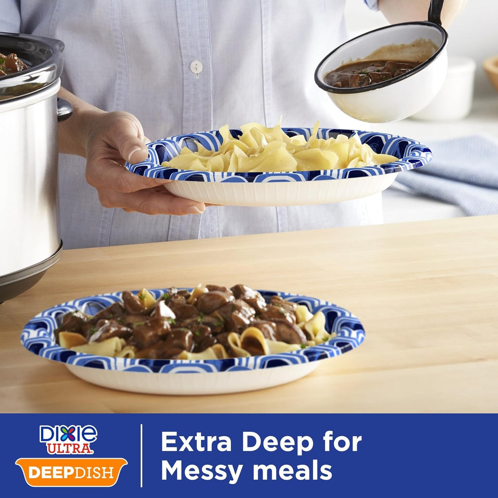 Deep Dish Paper Plates, 40 Count, 28 oz, Disposable Plates