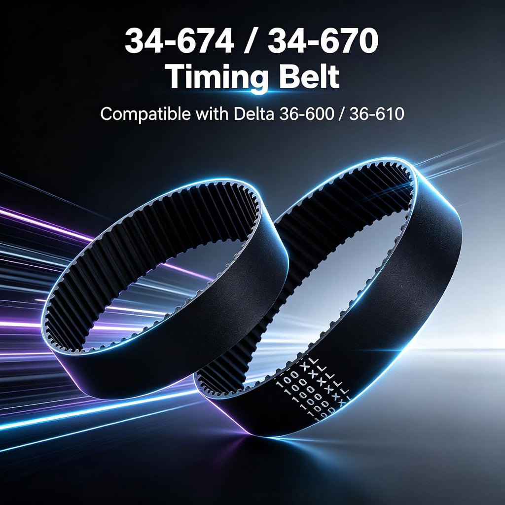 34–670 34–674 34-625 50T 100XL Timing Belt for Delta Table Saw(2PCS)