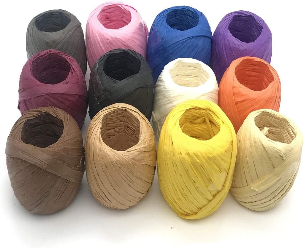 12 Rolls Raffia Paper Ribbon, 787 Feet Raffia Twine String