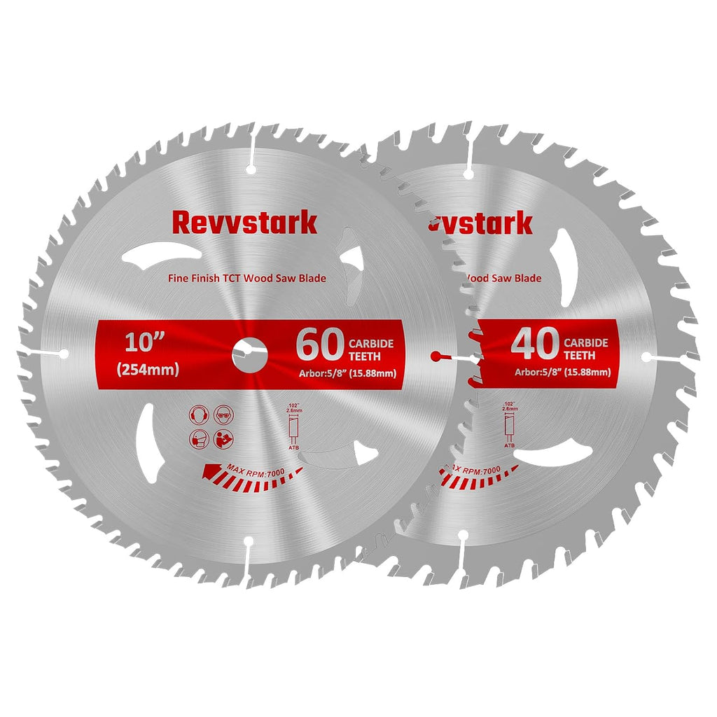 10 Inch 40&60T Circular Saw Blade for Various Wood, 5/8" Arbor | Carbide Tipped Teeth, TCT Saw Blades for Cutting