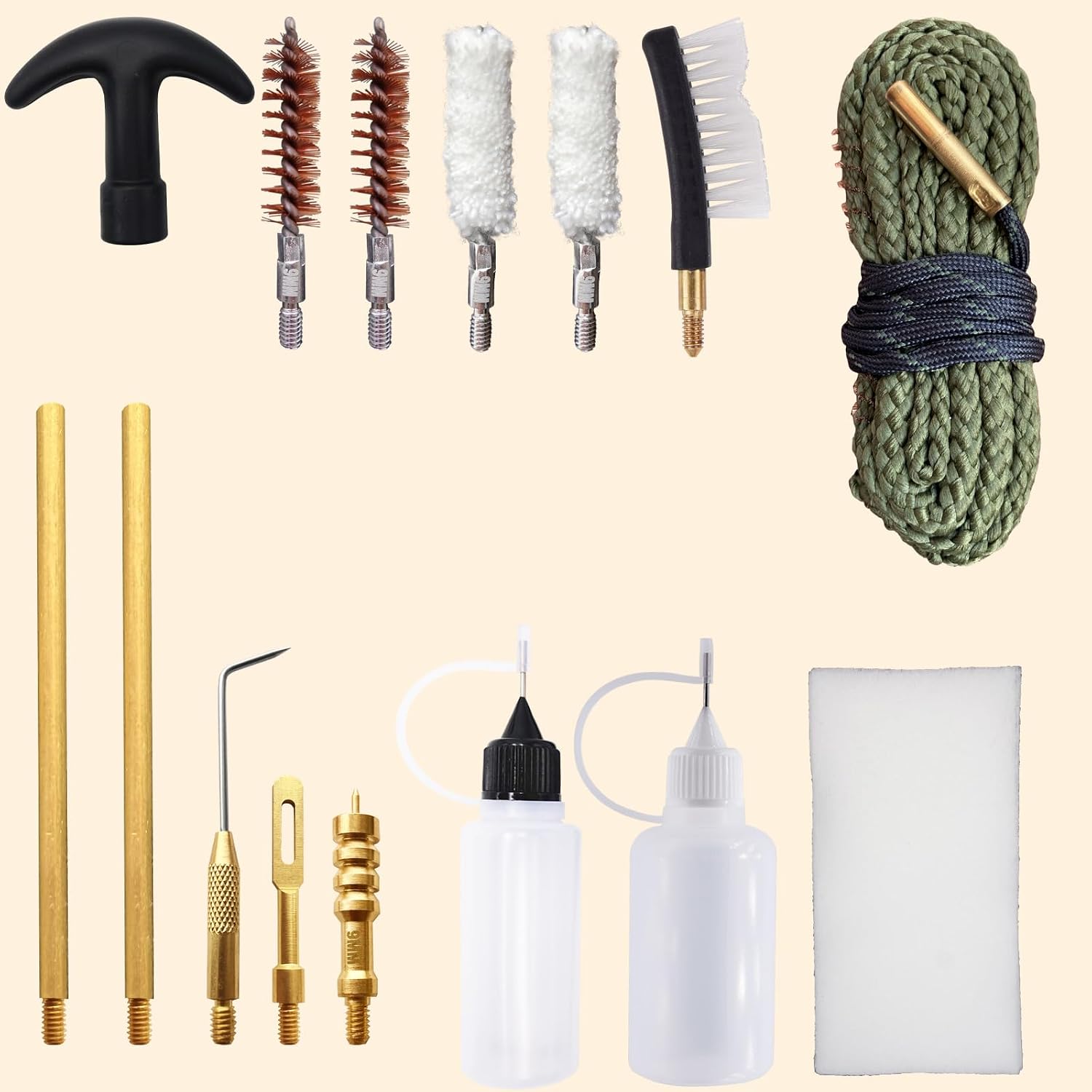 9mm Pistol Cleaning Kit, Handgun Cleaning kit for .357 .38 with 9mm Gun Snakes in a Rigid Zippered Container