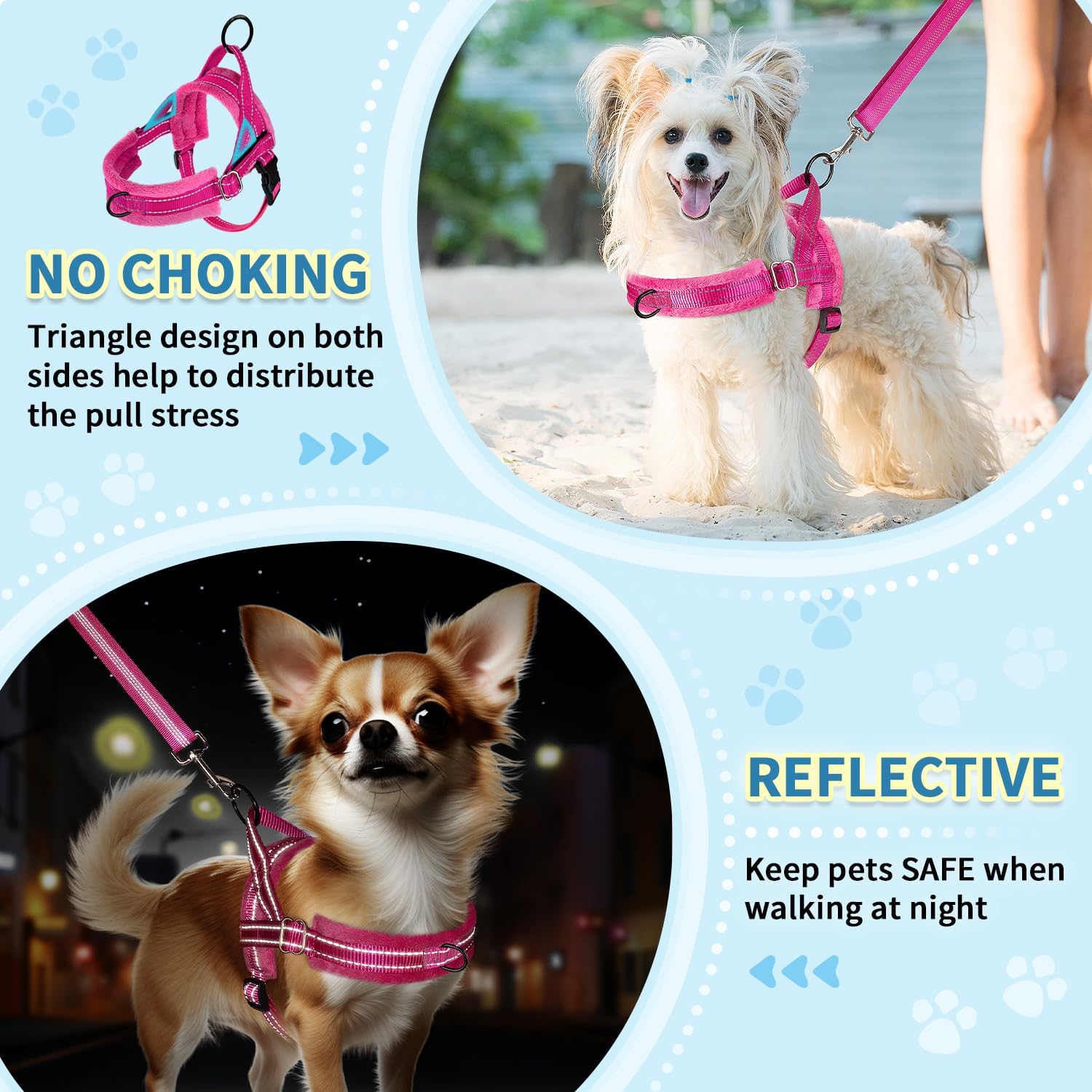 No Pull Small Dog Harness and Leash Set, Puppy Soft Vest Harness Neck & Chest Adjustable, Reflective Lightweight