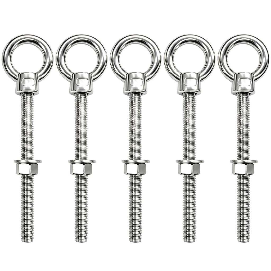 ANPTGHT 1/4" x 4" Eye Bolts with Washers＆Nuts (5 Pack)