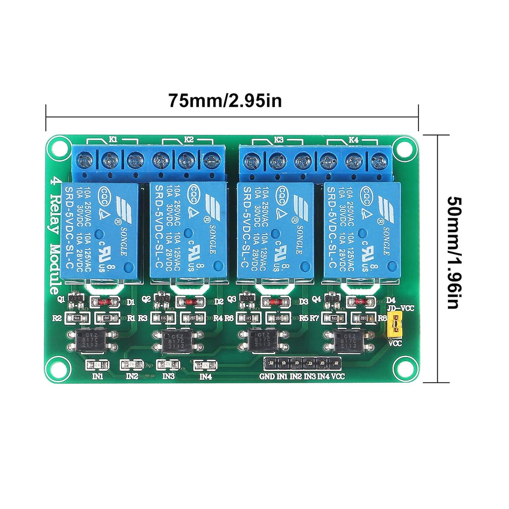 4pcs 4 Channel 5V Relay Module with Optocoupler for R3 MEGA 2560 1280 DSP ARM PIC AVR STM32 for Raspberry Pi
