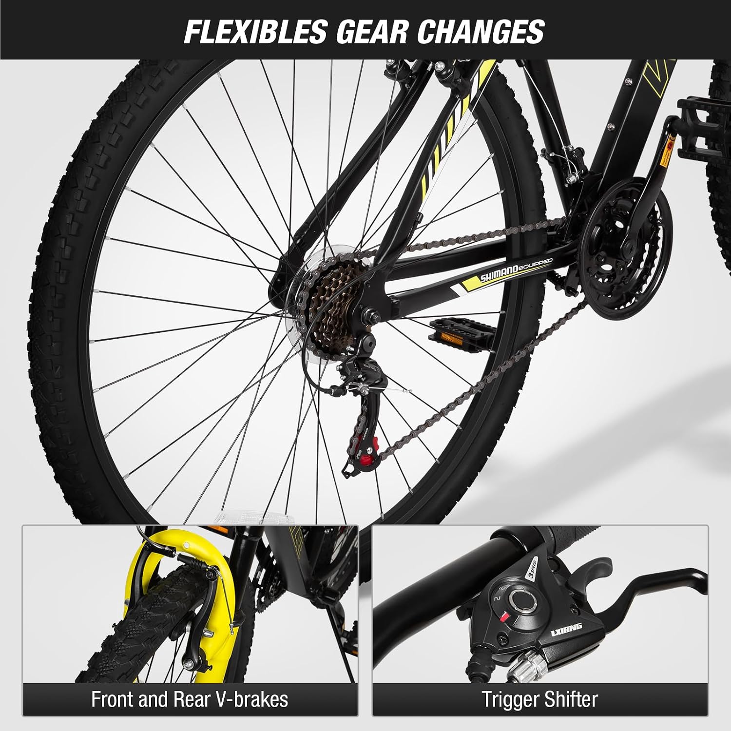 Hardtail Mountain Bike,29 Inch Wheels Outdoor Cycling Bike, 21-Speed Trigger Shifter, Aluminum Frame for Men and