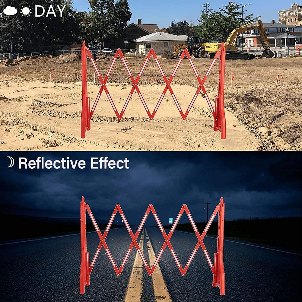 Expandable Mobile Barricade, Folding Traffic Fence with Reflectors Flexible Crowd Control Barriers Guard Easily