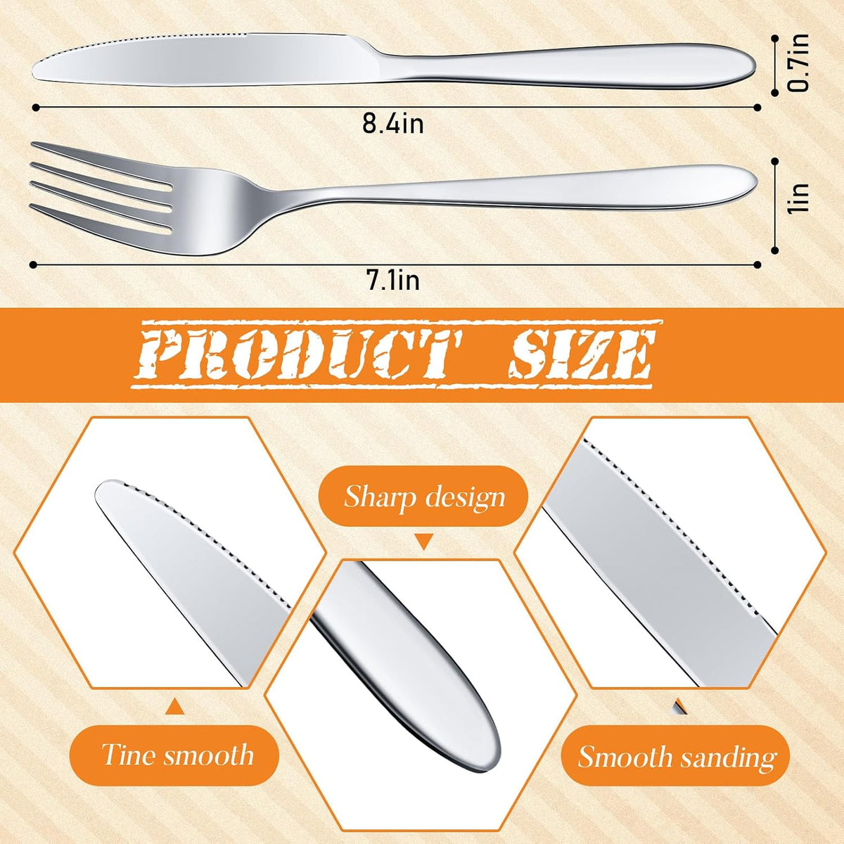 200 Pcs Forks and Knives Stainless Steel Set, Silver, Simple