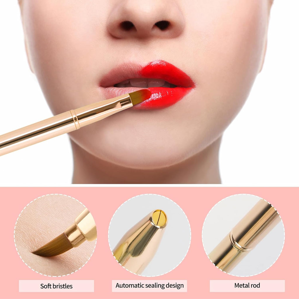 2 Pack Lip Brush for Lipstick, Retractable Lip Brushes, Dual-ended Makeup Brush for Lipstick Lip Gloss, Include Lid