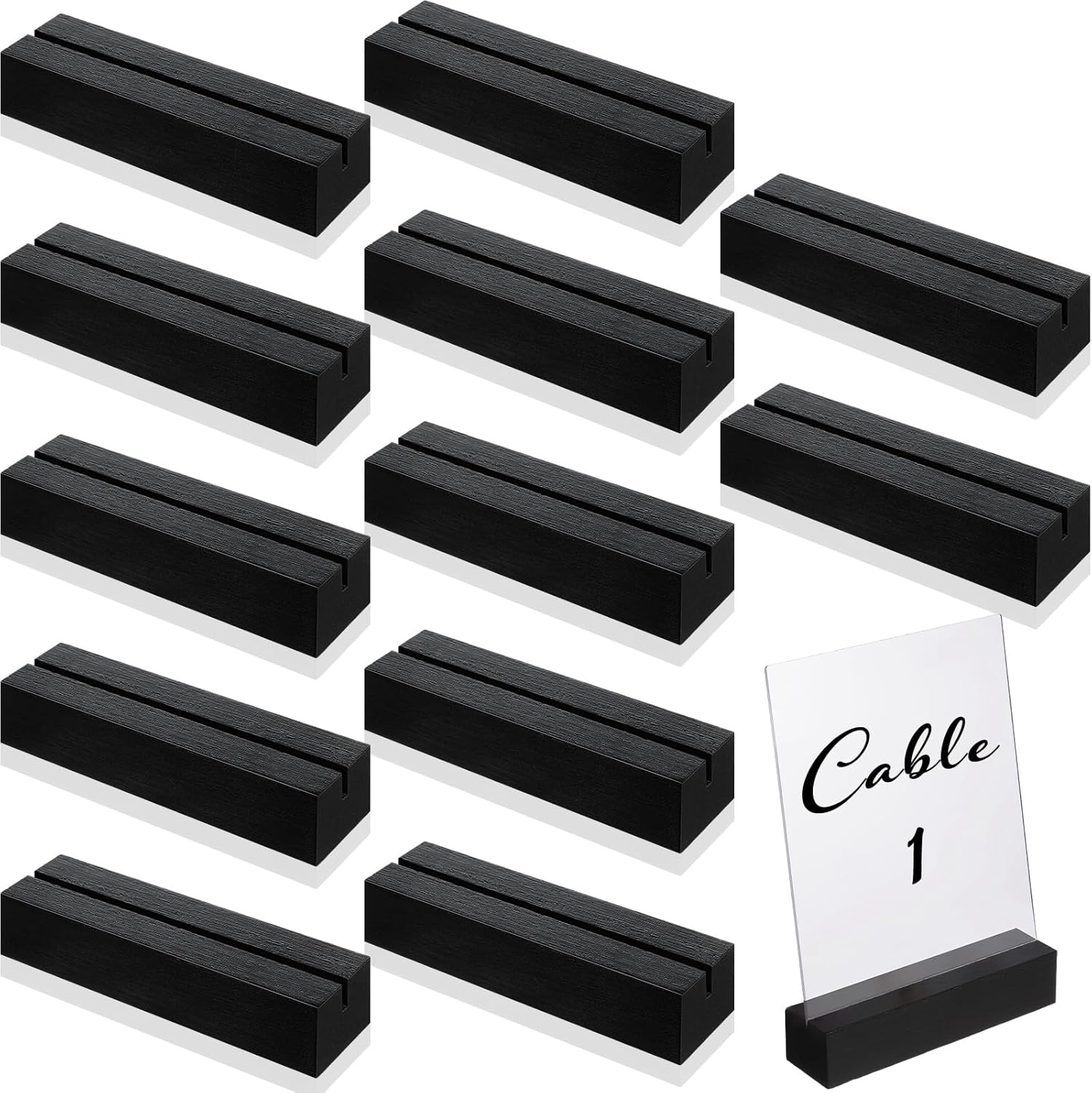 12 Pcs Wood Card Holders,Acrylic,Black,4.6x1.1x1 Inch | Guitar Shaped Stands for Table Numbers, Wedding Party
