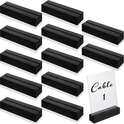 12 Pcs Wood Card Holders,Acrylic,Black,4.6x1.1x1 Inch | Guitar Shaped Stands for Table Numbers, Wedding Party
