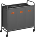 3-Section Laundry Sorter, Laundry Hamper with Wheels, Rolling Clothes Hamper Cart with Large Capacity and Removable Bags