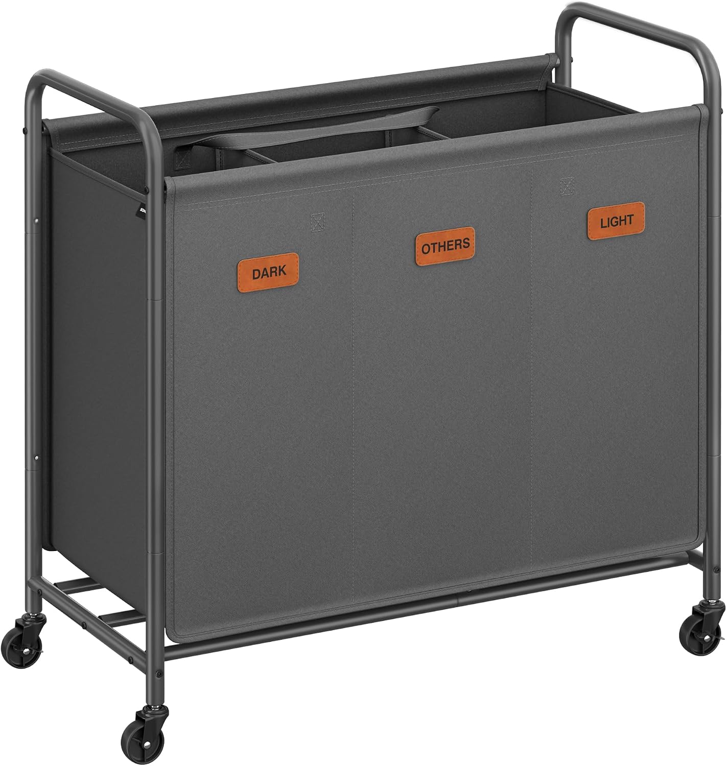 3-Section Laundry Sorter, Laundry Hamper with Wheels, Rolling Clothes Hamper Cart with Large Capacity and Removable Bags