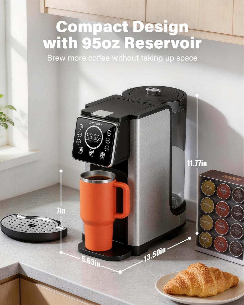 Single Serve & Carafe Coffee Maker, Dual Brew for K Cup Pods & Ground Coffee, Hot & Iced Drip Coffee Machine, 6-32oz