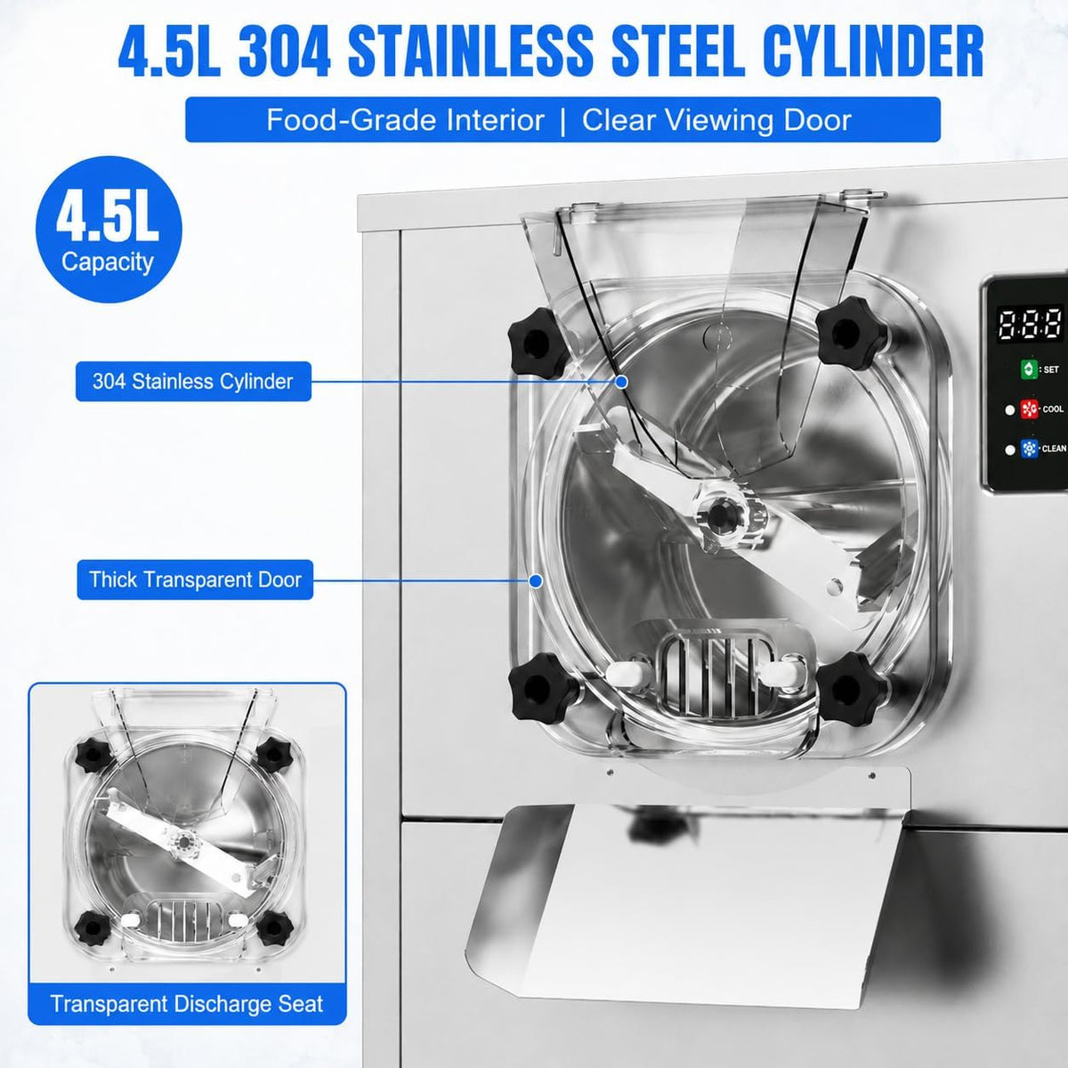 Commercial Hard Ice Cream Maker Machine 1400W 110V Gelato Machine