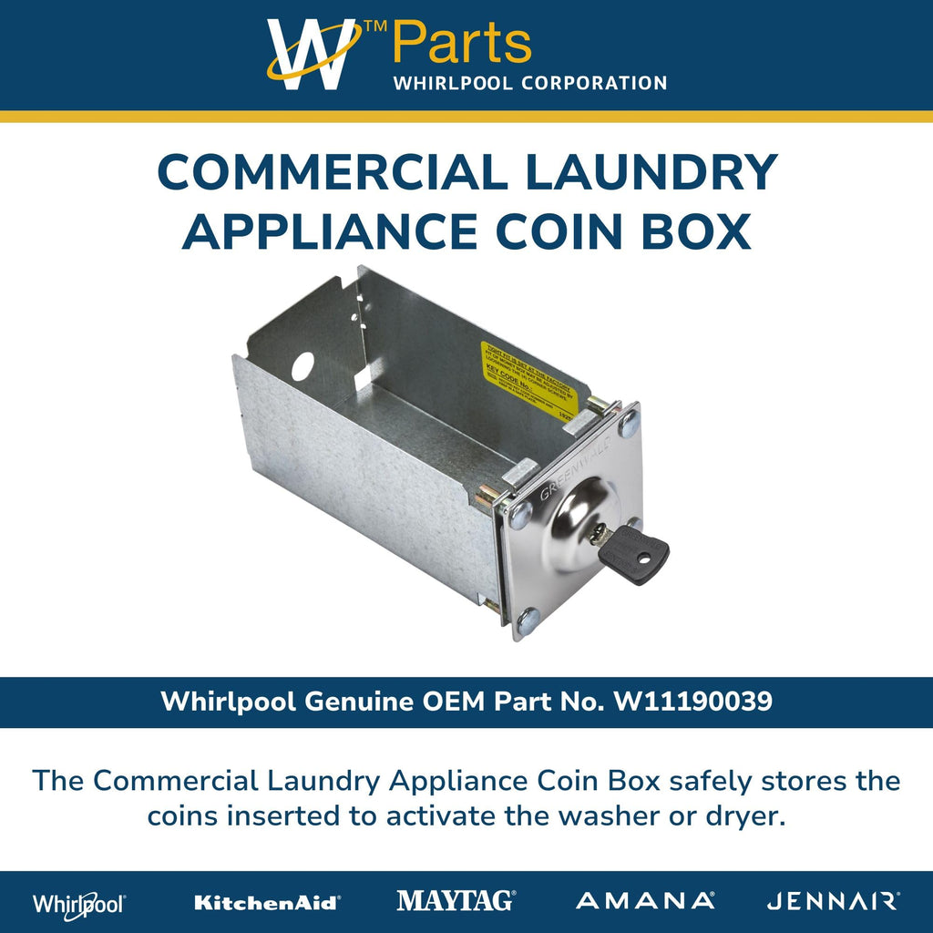 Whirlpool W11190039 OEM Commercial Laundry Appliance Coin Box Lock Assembly