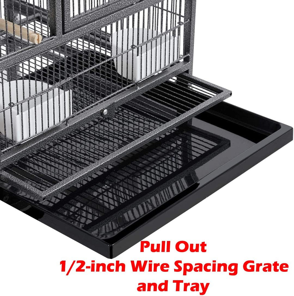 Sturdy Wrought Iron Single Stack Combo Breeding Stacker Center Divided Breeder Bird Flight Double Rolling Cage with