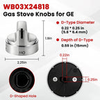 Stainless Steel WB03X24818 Stove Knob Replacement for GE | Replace AP5989029, PS11729081 and JGB6, JGB7, JGB8, JGBS