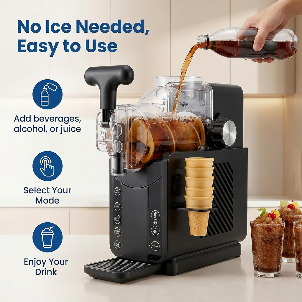 Soft Serve Ice Cream Machine - 67 oz Slushie Machine for Home, 2-In-1 Soft Ice Cream Slushy Maker with 5 Pre-Set