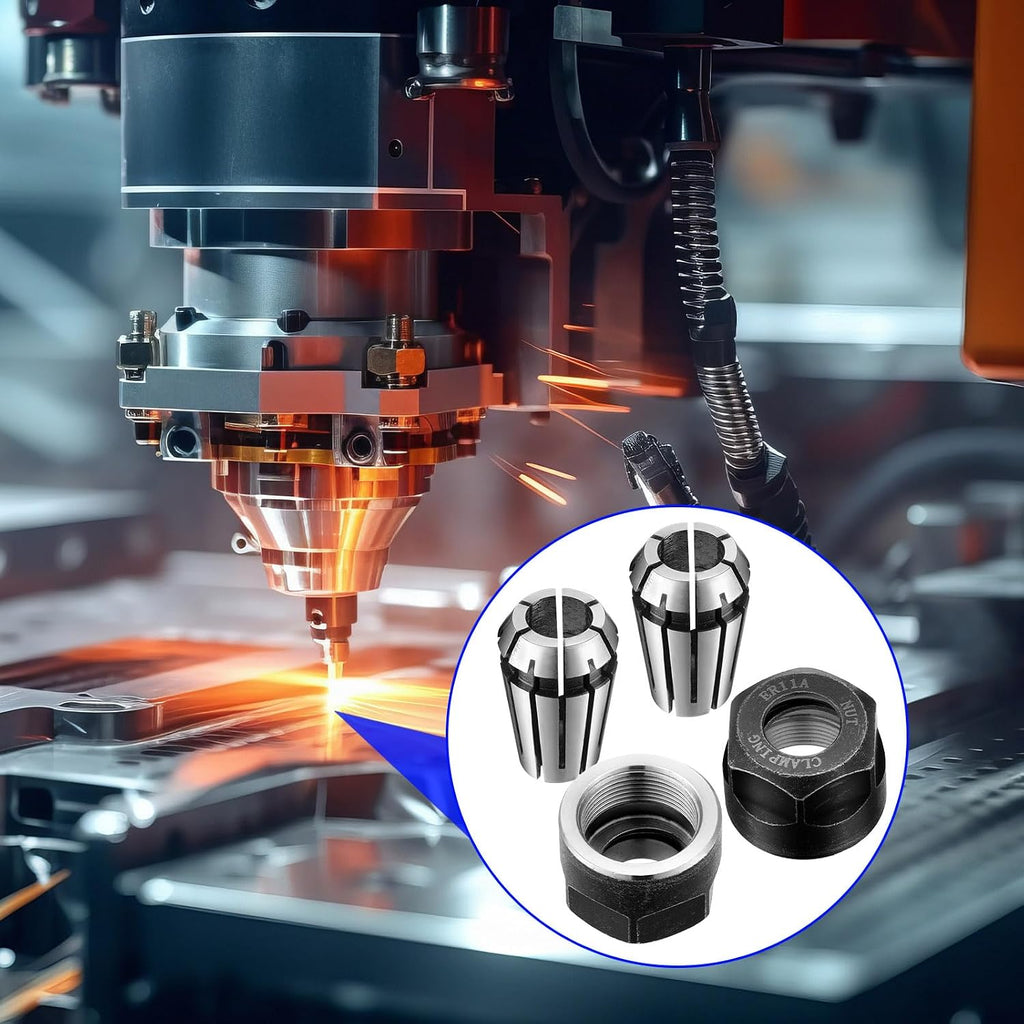 Shimeyao 9 Pcs ER11 Spring Collet Set 1/4'' with Clamping Nut for Cnc