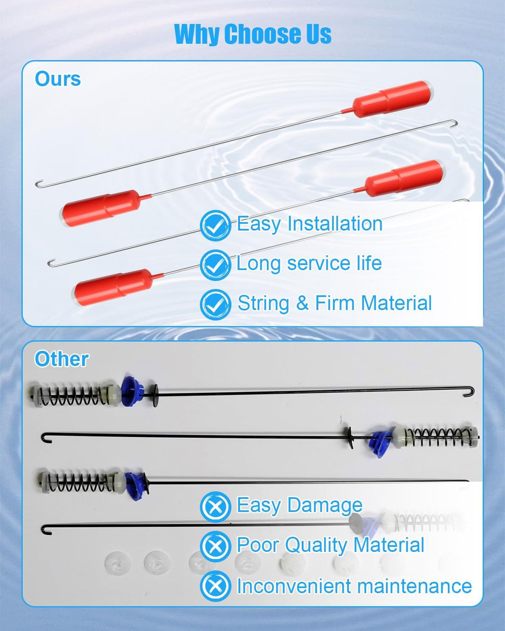 WH03X35581 Washer Suspension Rod Spring Set Fits for GE, 4 Pcs
