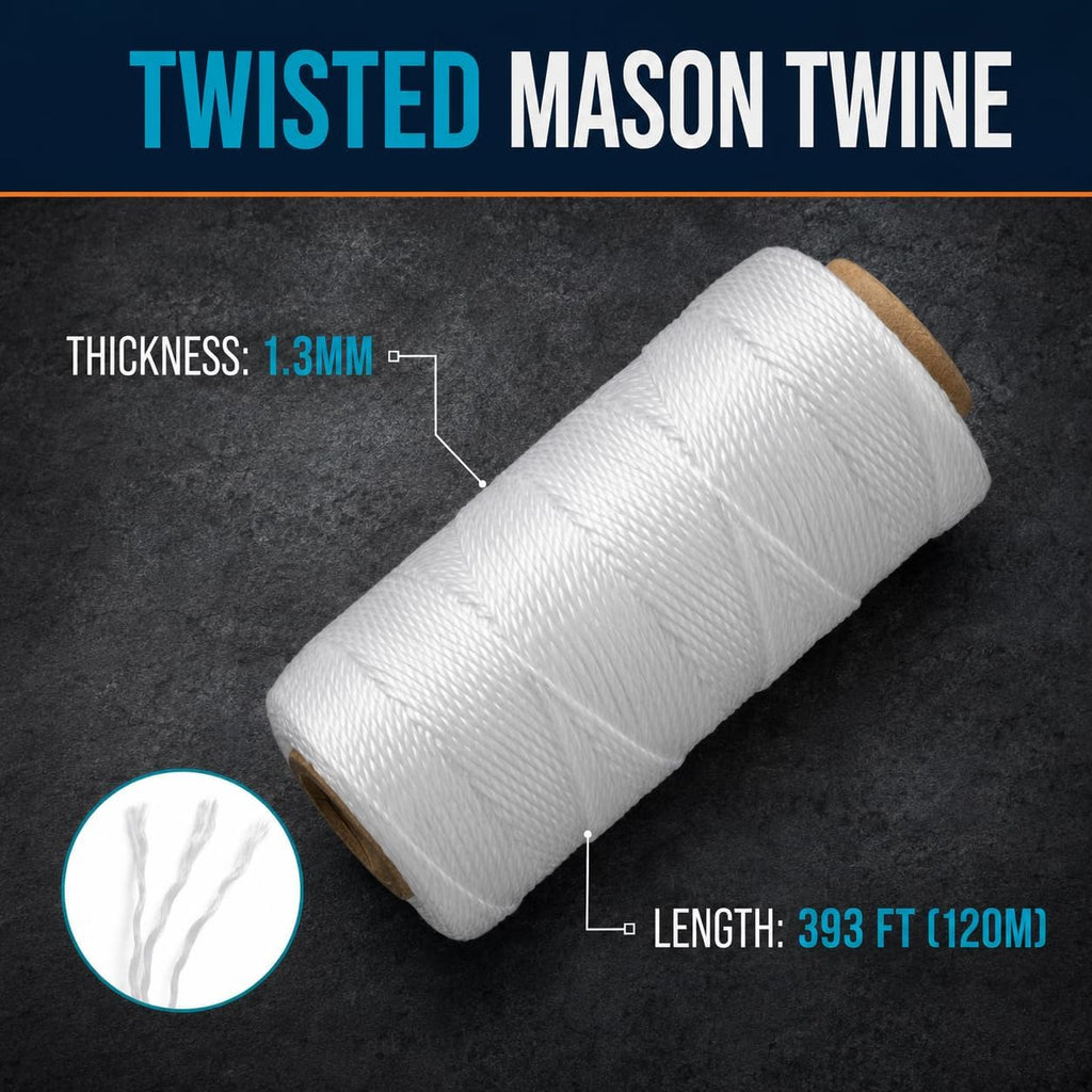Mason Line String 260FT, 390FT, 780FT, 1500FT, 2300FT, Durable Construction Twine for Laying Bricks, Blocks, Fences
