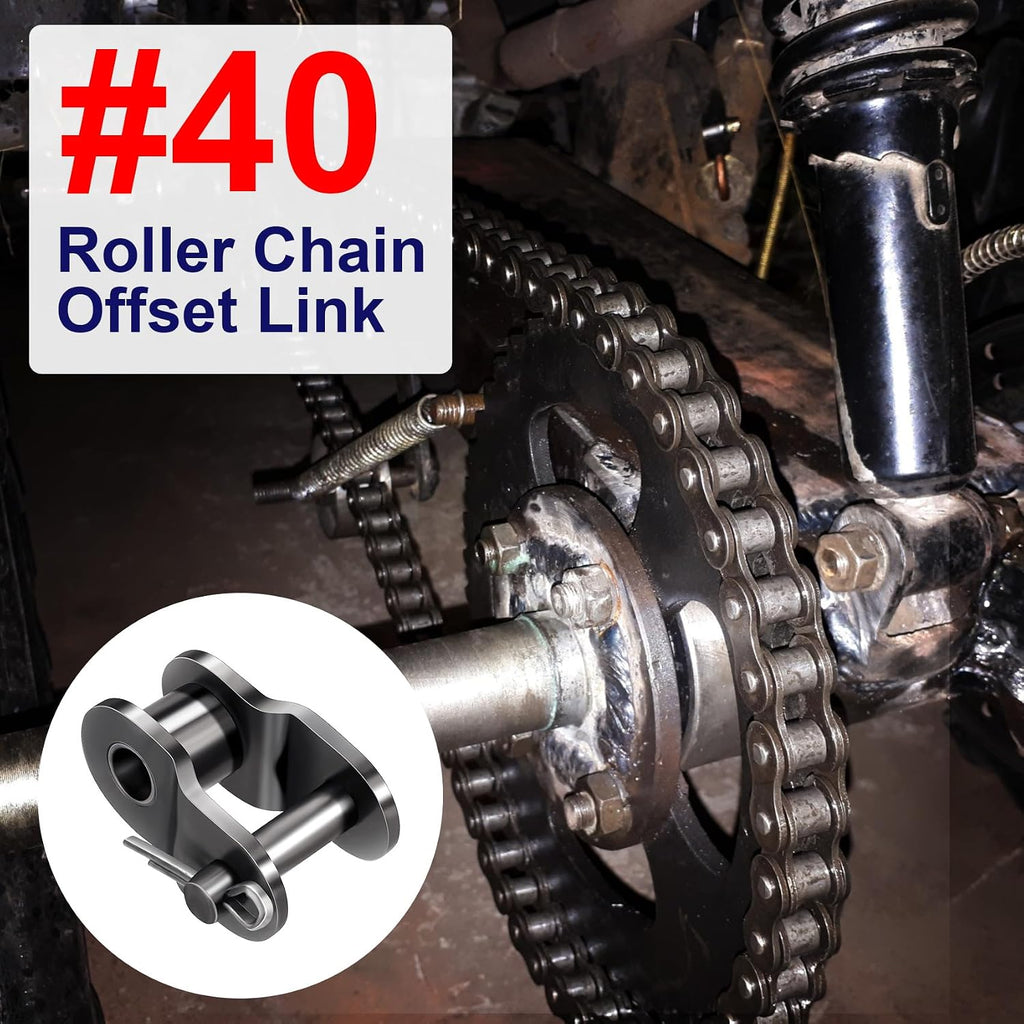 #40 8 PCS Roller Chain Offset Half Link, Carbon Steel Half Link Crank Link for 08A Chain