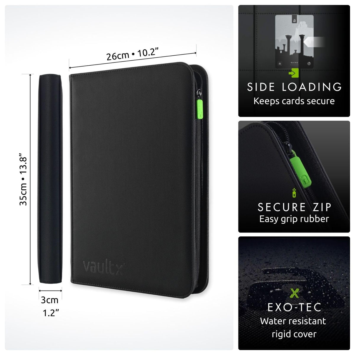 9 Pocket Zip Trading Card Binder 360 Cards Exo-Tec (Black)