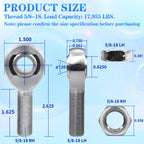 YIFUOK 5/8" Heim Joint Rod End Bearing w/Jam Nut 4-Pack