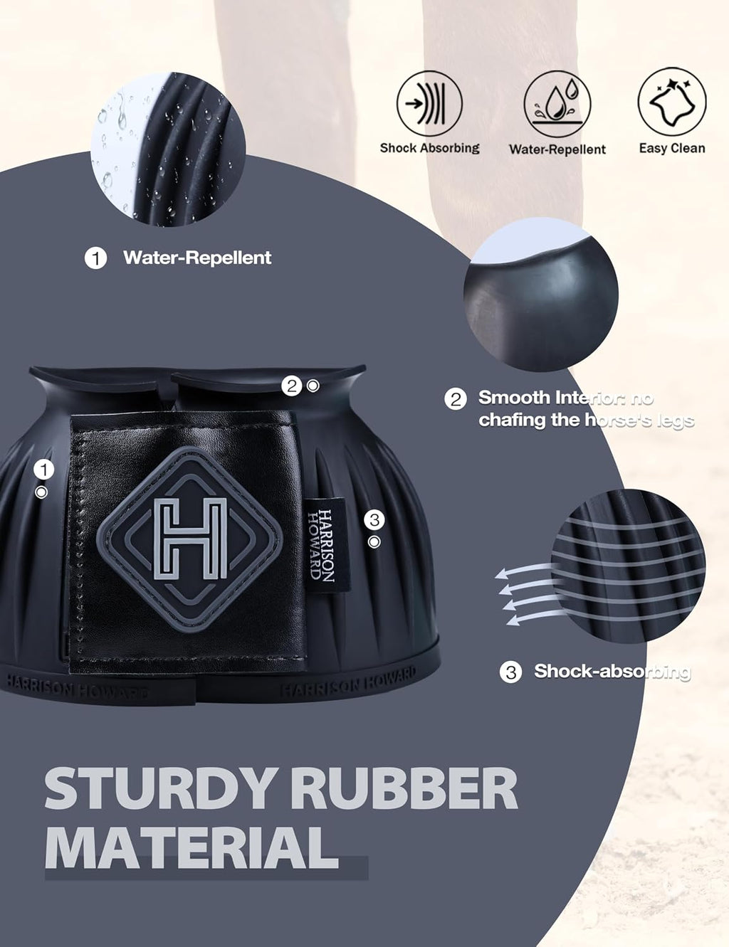 4/Pack Rubber Pull-on Bell Boots, Hoof Overreach Protection